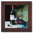 Ceramic Trivet w/Wine Bottle & 2 Glass Art Image